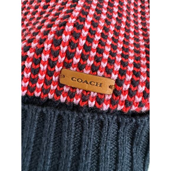Coach 85213 Tricolor Tuckstitch Beanie‎ Hat Pom main image 6